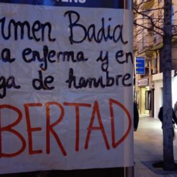 Solidaridad con Carmen Badía, en huelga de hambre desde el 11 de marzo.